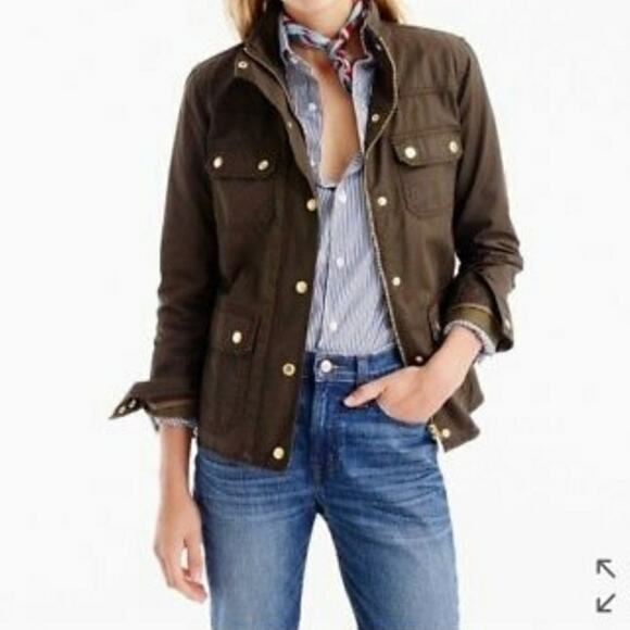 J. Crew Downtown Field Utility Military Wax Jacket Brown Size XS - Picture 2 of 11